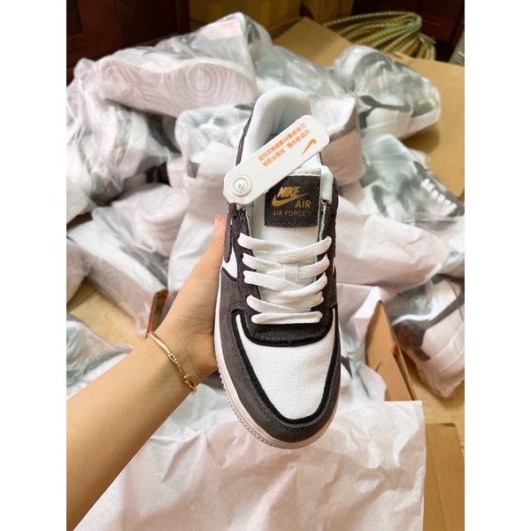 GIÀY AF1 CUSTOM XÁM CANVAS  NGUYÊN BẢN XÁM LÔNG CHUỘT BẢN CAO CẤP ẢNH THẬT+FREESHIP[