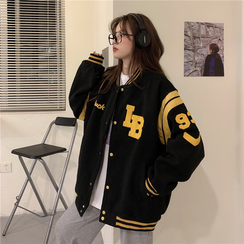 Áo bomber nữ form rộng Áo khoác bomber nữ form rộng nỉ  kiểu bóng chày unisex hàn quốc ulzzang học sinh sinh viên un | BigBuy360 - bigbuy360.vn