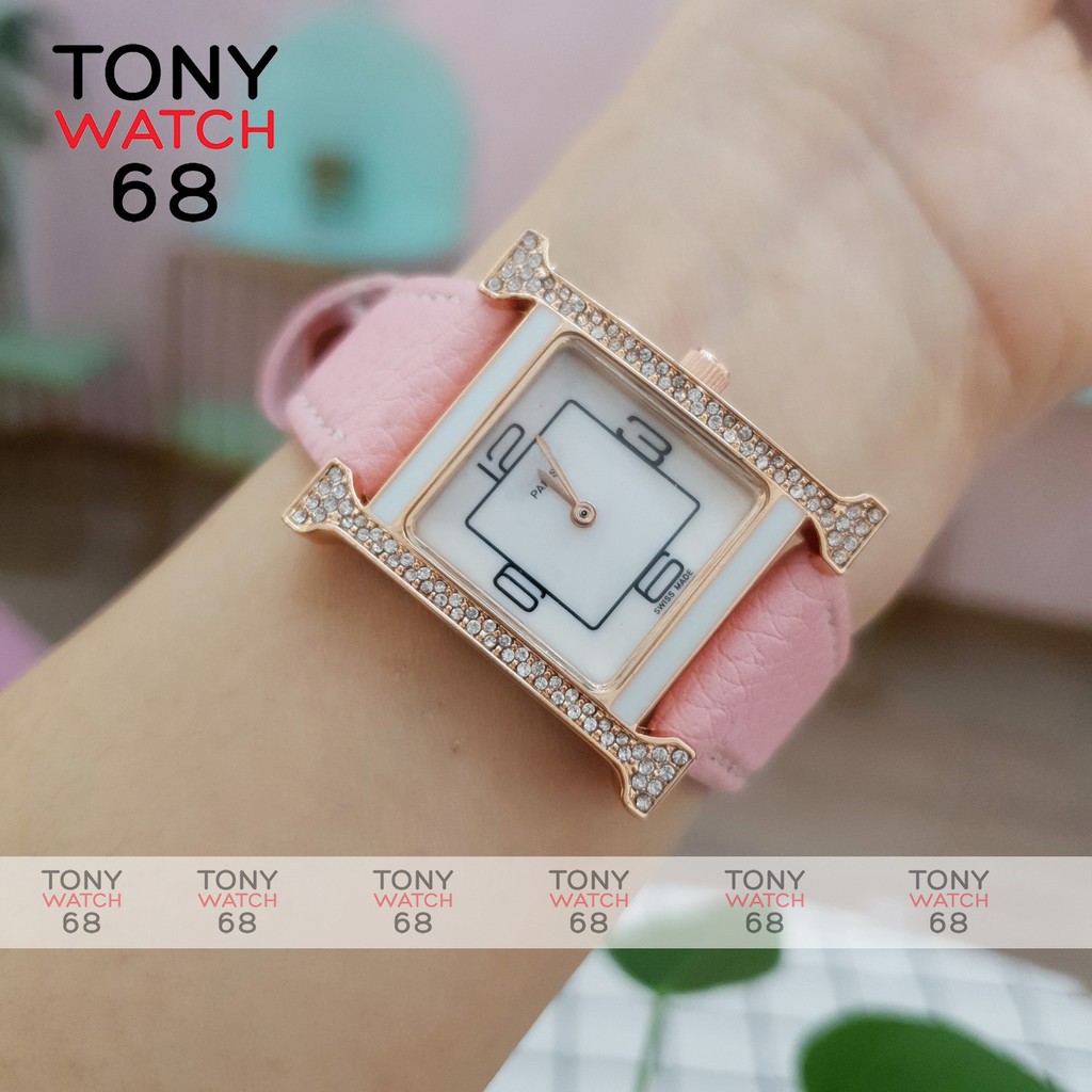 Đồng hồ nữ Winsley chữ H đẹp chính hãng dây da chống nước Tony Watch 68