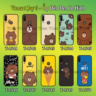 Ốp lưng Vsmart Joy 3 dẻo đen in hình BST Gấu Nâu Cute