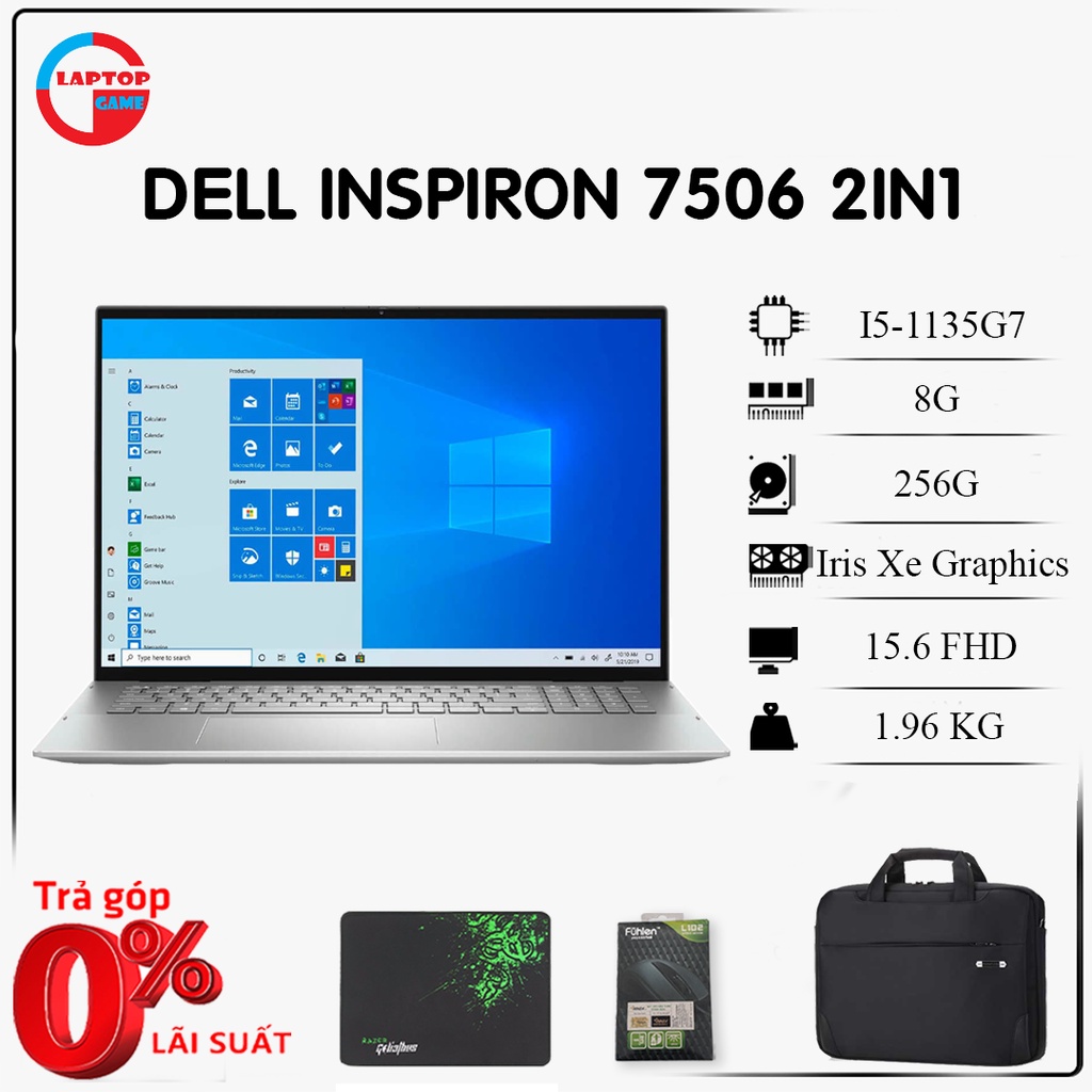 Laptop Dell Inspiron 7506 2 in 1 Core i5 1135G7, RAM 8GB, SSD 256GB, 15.6 FHD