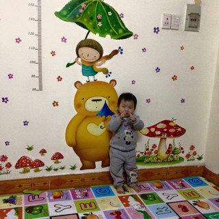 Decal Dán Tường Đo Chiều Cao Gấu( Bức Đôi)