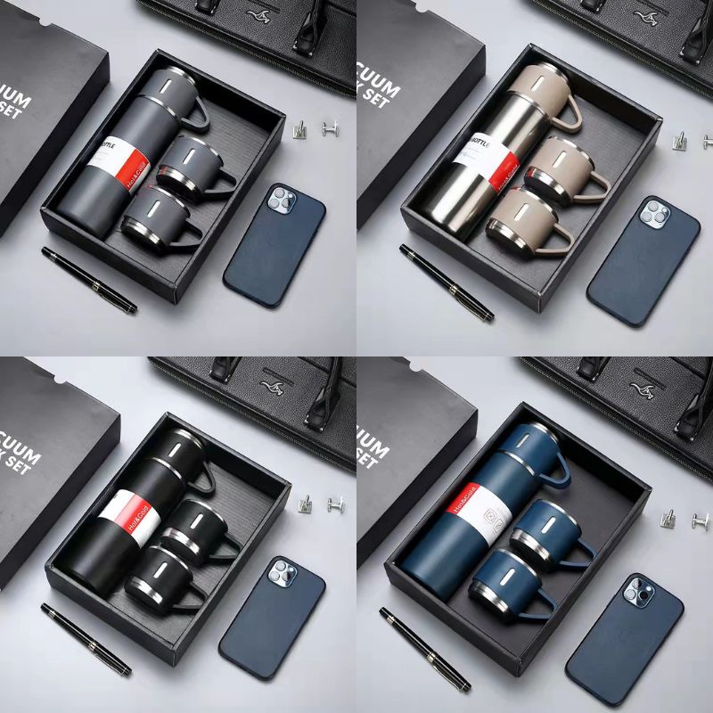 Bình nước giữ nhiệt, Bình Giữ Nhiệt Cao Cấp 500ML Lõi Inox Cao Cấp Tặng Kèm 2 Cốc FullBox làm quà tặng