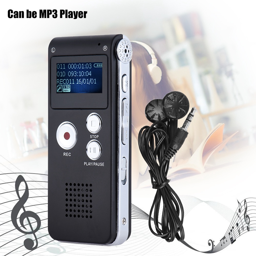 Situ Audio Recorder SK-012 8GB Smart Voice Audio Dictaphone MP3 Music Player Sound Recording Long Record Time about 280 hours Powerful magnet Clip LED Light