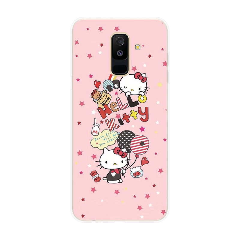 Ốp lưng TPU mềm Samsung Galaxy A6 A6+ Plus A7 A8 A8+ Plus A9 2018 Hello Kitty hoa văn