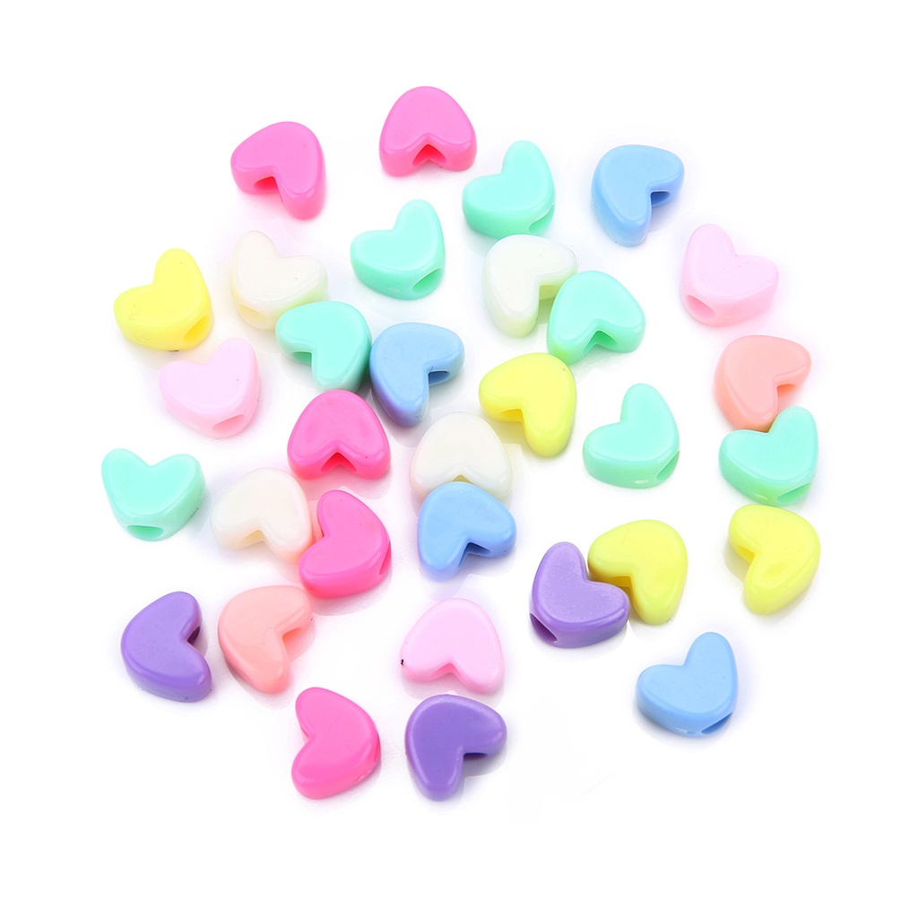 100pcs Acrylic Big Hole Beads Heart Shape For Diy Accessories