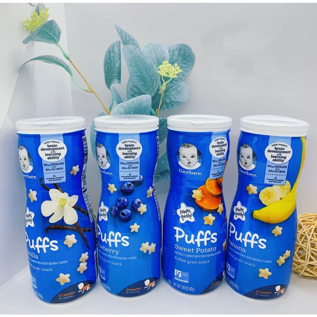 [Đồ ăn dặm cho bé] Bánh Gerber Puffs Ngôi Sao Cho Bé Từ 5-6 Tháng