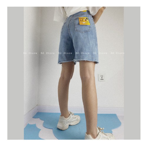 Quần short jean nữ ngố rách ống rộng RÔ STORE QS08