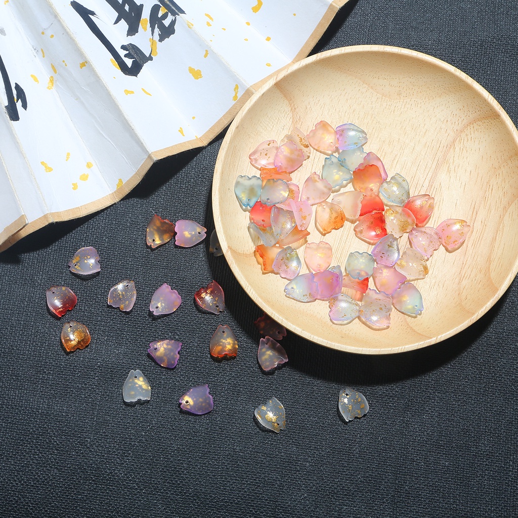 Set 10 hạt hình cánh hoa màu gradient cỡ 13x11mm dùng tự làm trang sức