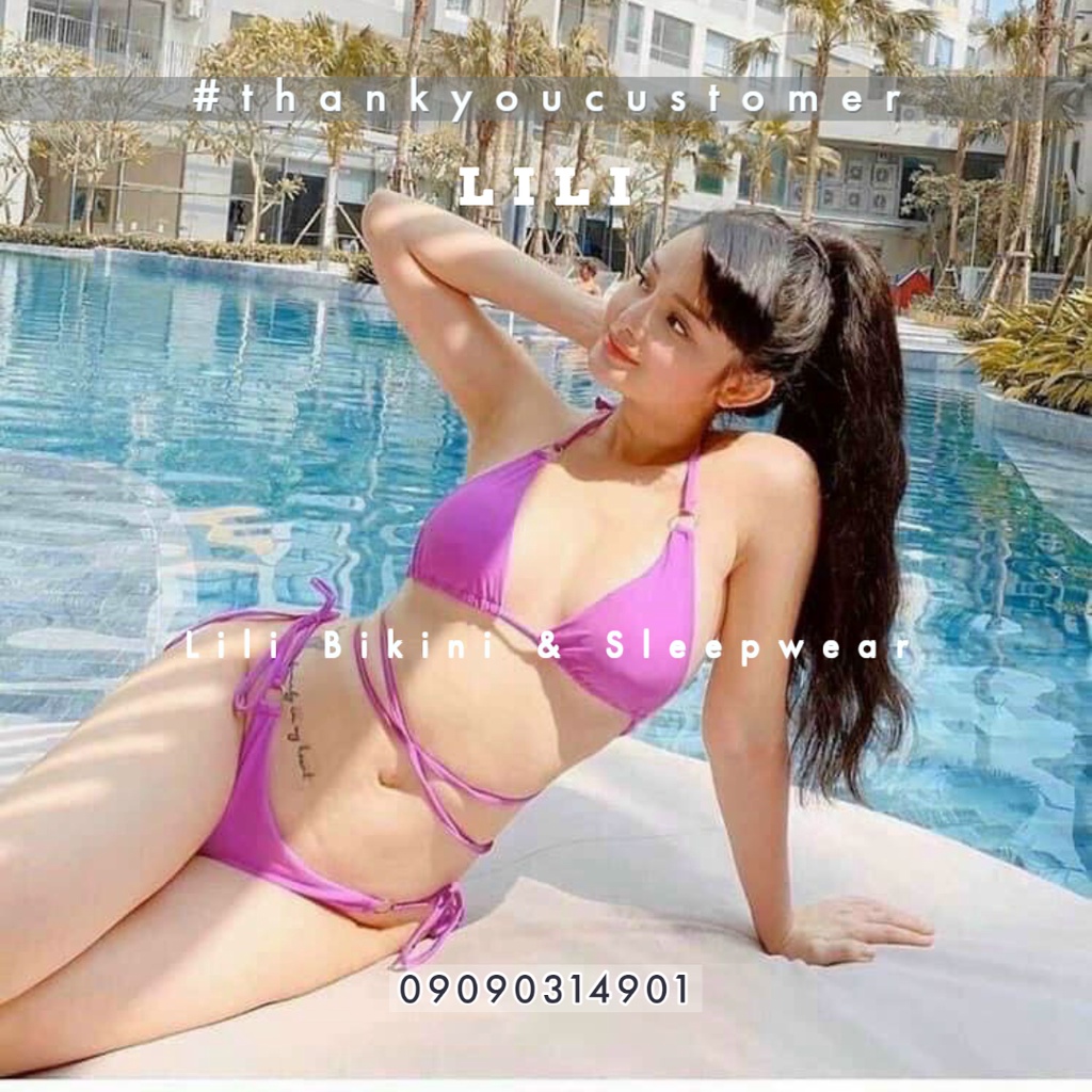 Bộ bikini nữ hai mảnh Âu Mỹ quyến rũ nhiều màu cột dây eo siêu hack dáng