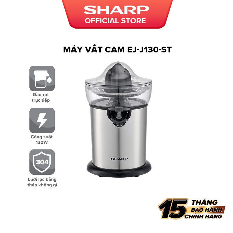 [Mã ELBAU10 giảm 10% đơn 500K]Máy Vắt Cam Sharp EJ-J130-ST Đầu Rót Trực Tiếp - Hàng Chính Hãng Bảo Hành 12 Tháng