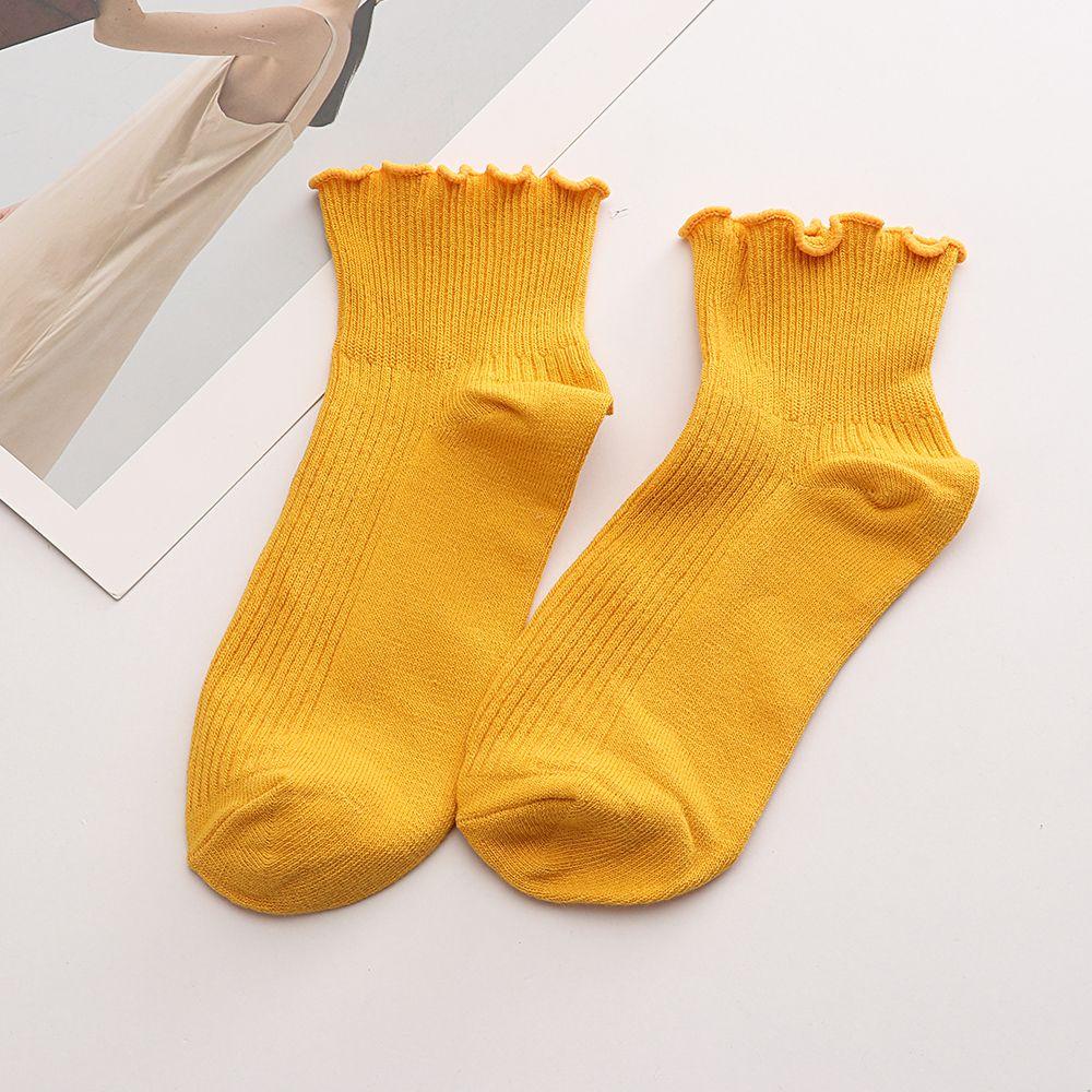 Vớ Thuyền Màu Trơn Thoáng Khí Phối Ren Nhún Bèo Xinh Xắn