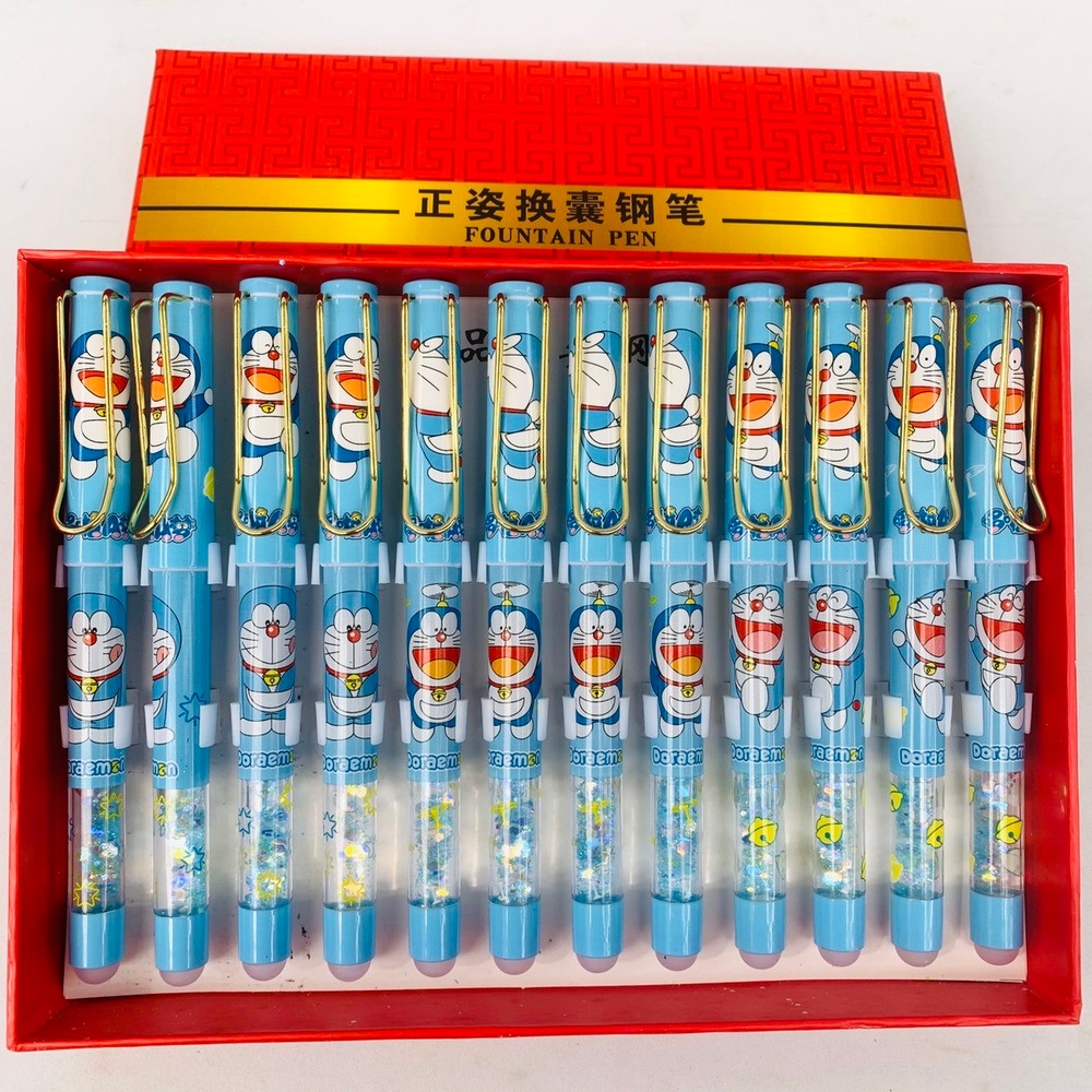 Bút xoá kim tuyến đôremon cực đẹp sẵn ngòi êm trơn dễ viết thích hợp cho trẻ luyện viết hàng ngày