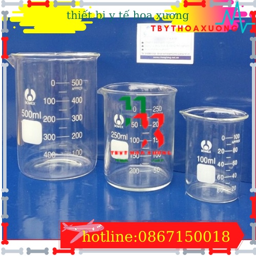 Cốc Đong Thủy Tinh Thí Nghiệm Từ 50ml Đến 2000ml Bomex
