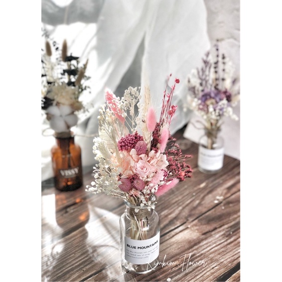 Combo lọ hoa hồng khô, mix tú cầu vintage