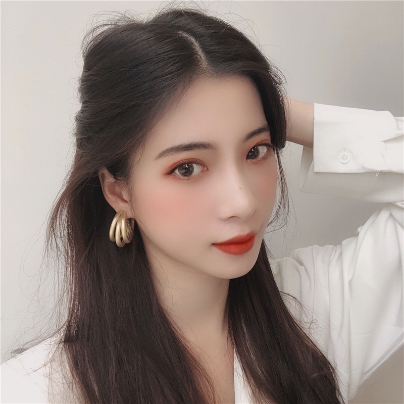 925 silver plated multi-layer simple Korean style earrings for women