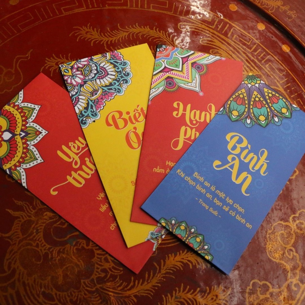 Bộ Lì xì Trong Suốt họa tiết nhà Phật Mandala [Tuyệt đẹp] - sự hoàn hảo của thế giới trong mắt Chư Phật