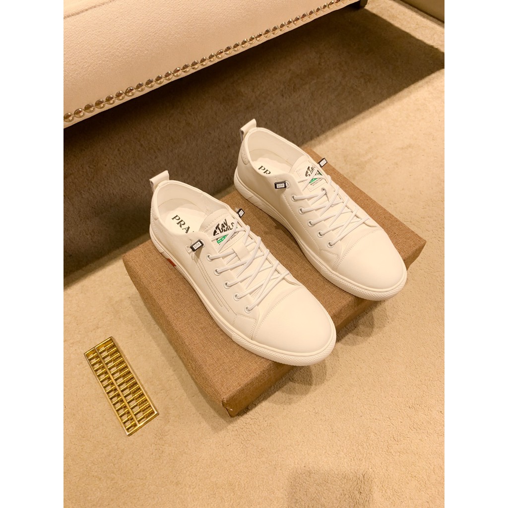 Giày sneakers nam da thật PRADA thiết kế đơn giản, hiện đại, trẻ trung
