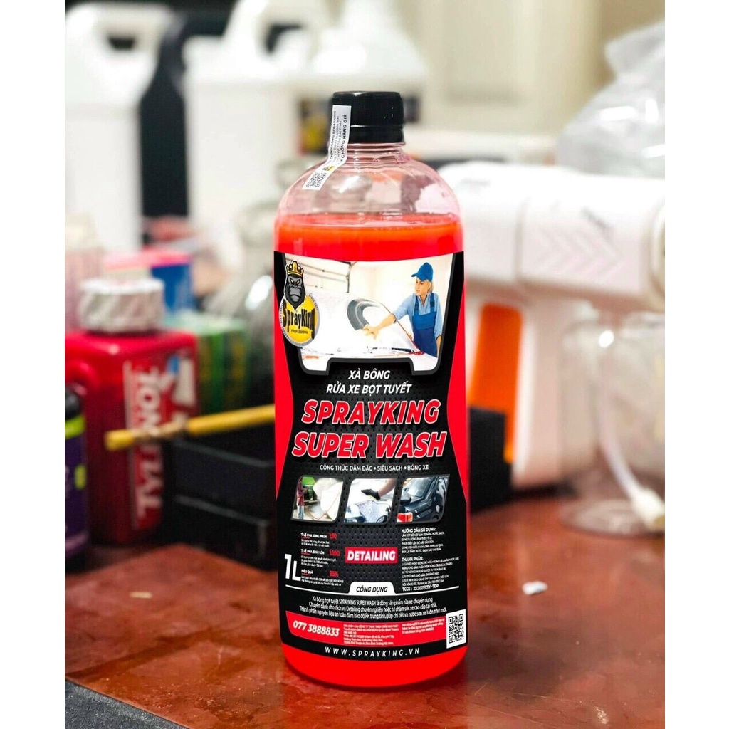 Nước rửa xe tạo bọt tuyết, xà phòng rửa xe siêu sáng bóng Sprayking Super Wash 1000ml, mùi hương thơm mát, dễ chịu