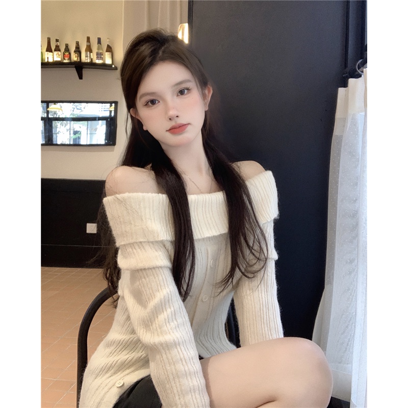 Áo Thun Tay Loe Dài Một Hàng Nút Cài Ôm Dáng Phong Cách Hàn Quốc Gợi Cảm