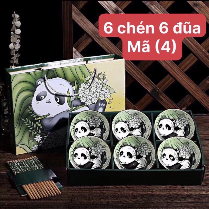 Set hộp 6chén+6 đũa hoa văn,làm quà tặng sang trọng