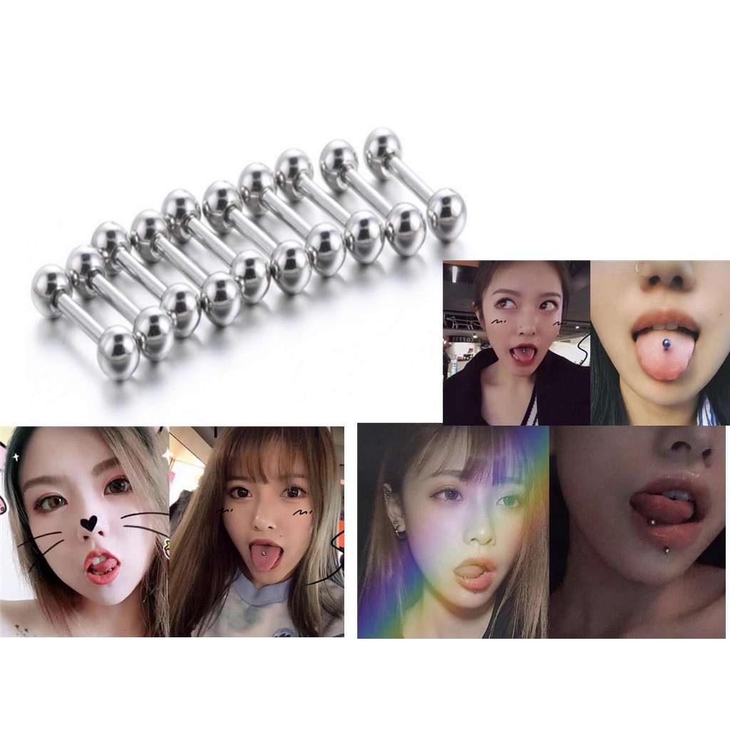 Set 10 Khuyên Rốn / Lưỡi / Rốn Bằng Thép Không Gỉ