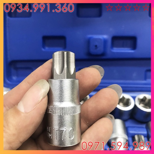 Bộ khẩu E 1/2 inch - 19 phụ kiện, Nhật Bản, chuyên mở động cơ máy, động cơ ô tô. Thép carbon CRV Siêu Bền