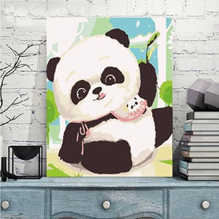 Tranh sơn dầu số hóa tự tô gấu trúc