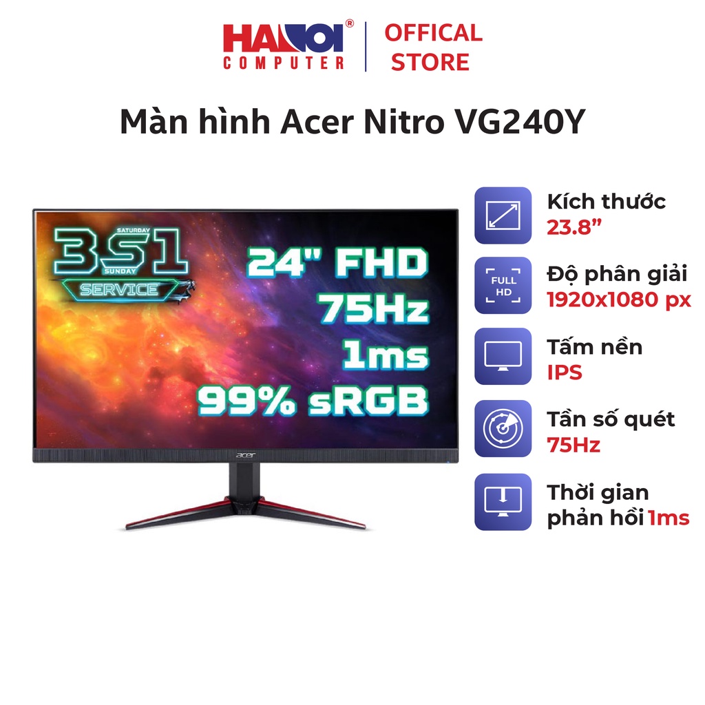 Màn hình Acer Nitro VG240Y (23.8inch/FHD/IPS/75Hz/1ms/250nits/HDMI+VGA+Audio/Freesync)