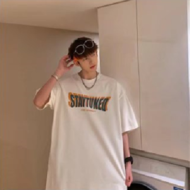 Áo Thun Dáng Rộng In Chữ Phong Cách Hip Hop Nhật Bản Cá Tính Cho Nam