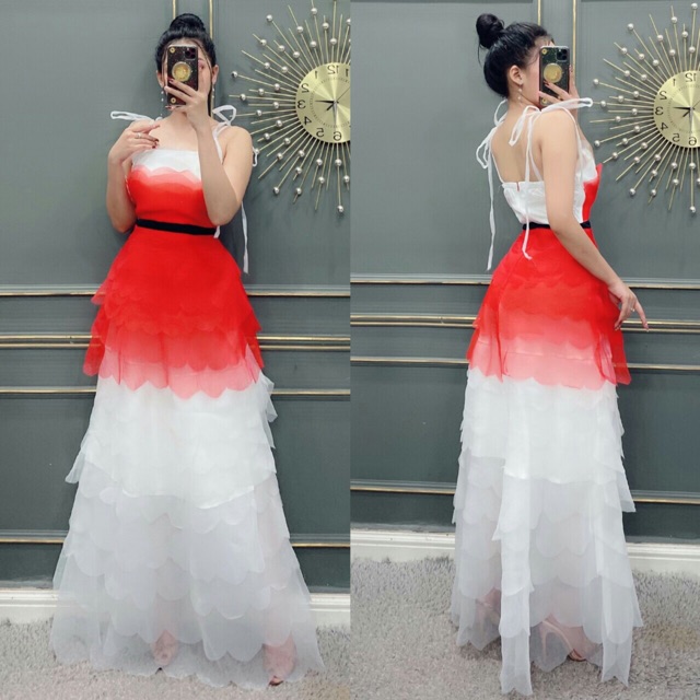 Đầm tầng phối màu