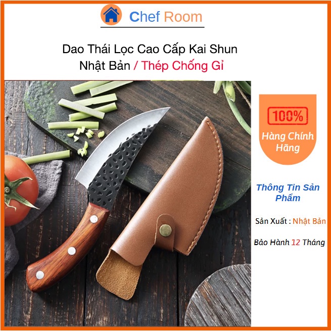Dao Thái Lọc Thịt Kai Shun Nhật Bản Kèm Bao Da Cao Cấp Chất Liệu Thép Không Gỉ Tay Cầm Cán Gỗ Chắc Chắn