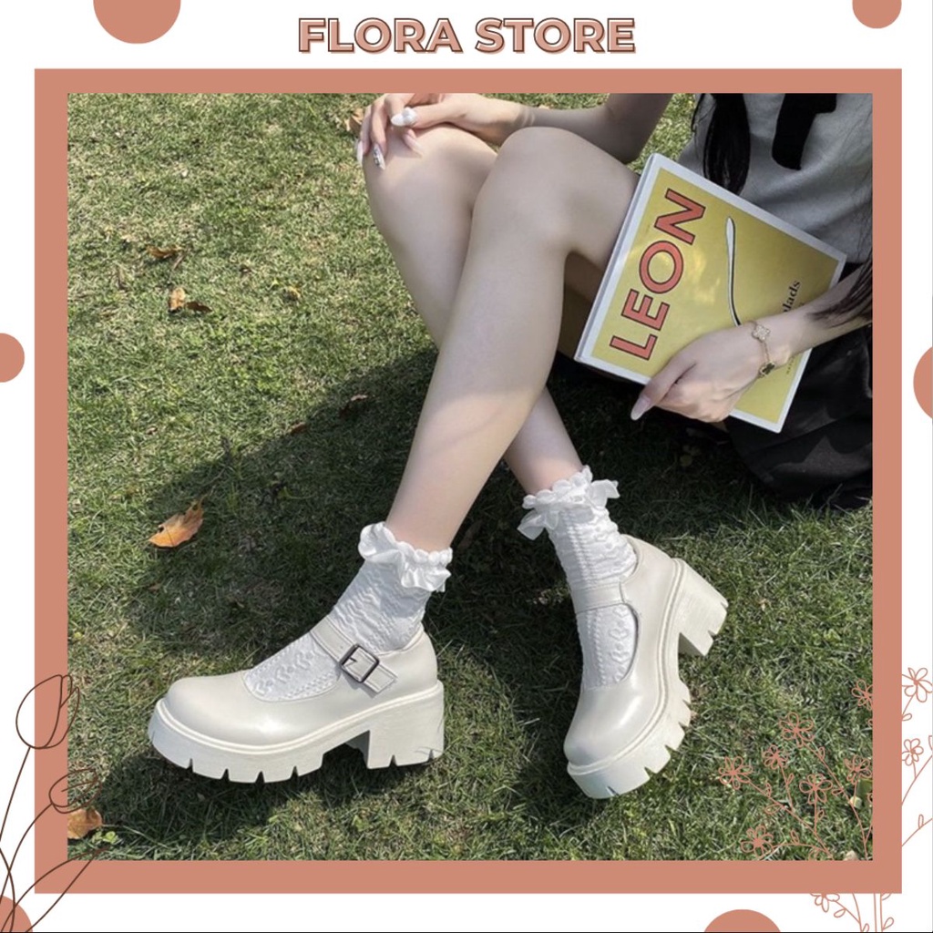 Giày Lolita đế cao 7,5 cm tiểu thư xinh xắn phong cách Hàn Quốc FLORA G16