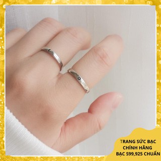 Nhẫn đôi Moon-Sun bạc ta khắc tên theo yêu cầu