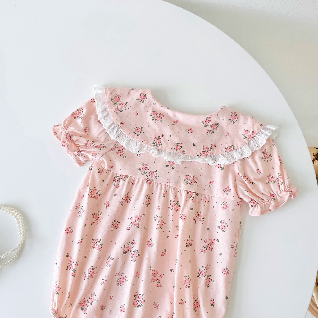 Sanlutoz Bộ Áo Liền Quần Ngắn Tay In Hoa Cho Bé Gái Sơ Sinh