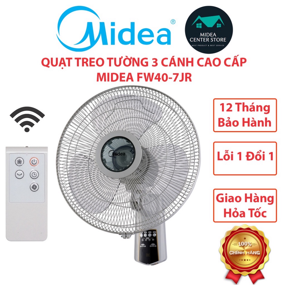 (QUÀ TẶNG HẤP DẪN 0đ) Quạt treo tường Midea FW40-7JR, Điều khiển từ xa, lỗi 1 đổi 1, bảo hành 12 tháng toàn quốc