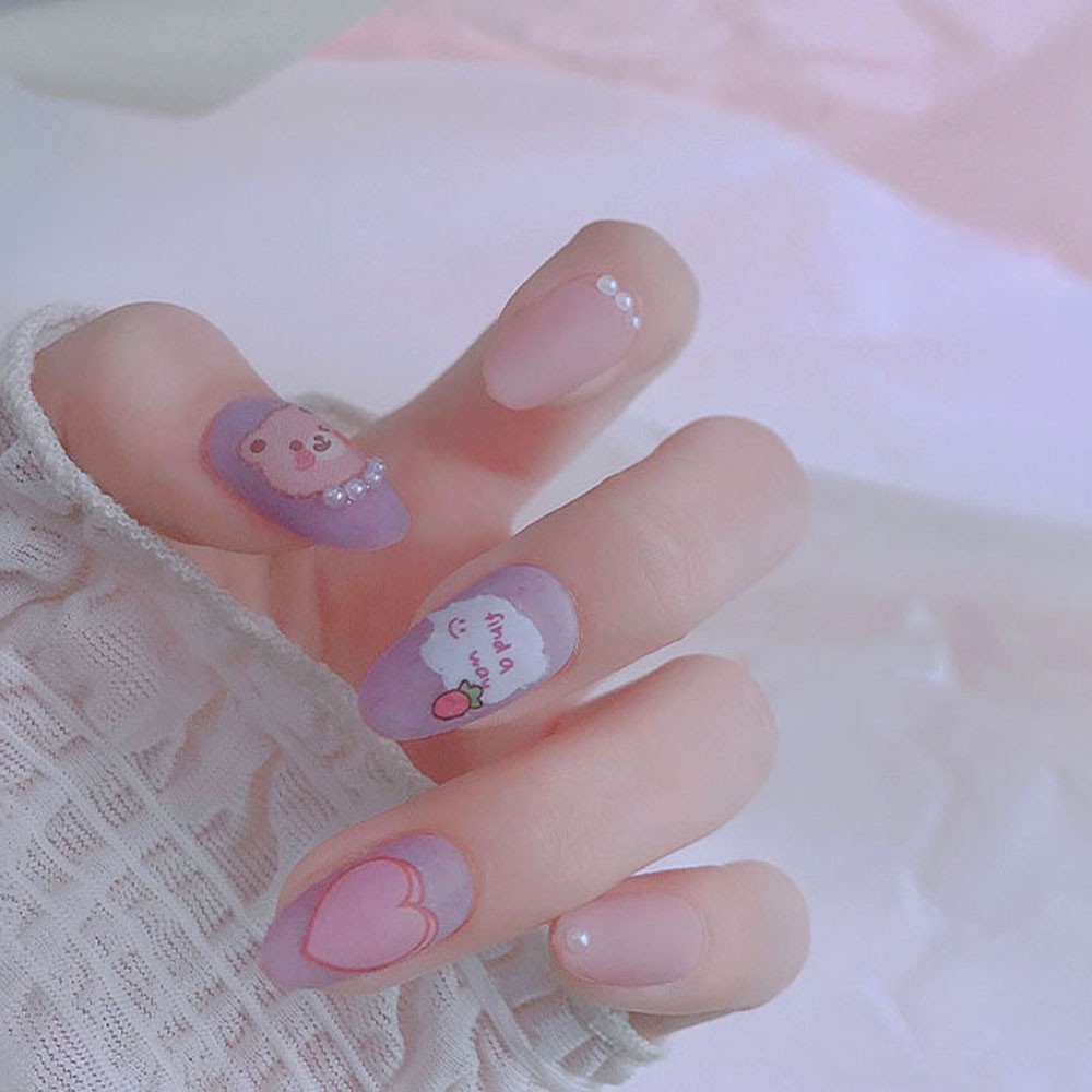 Miếng Dán Trang Trí Móng Tay Hình Gấu Hoạt Hình 3D Xinh Xắn