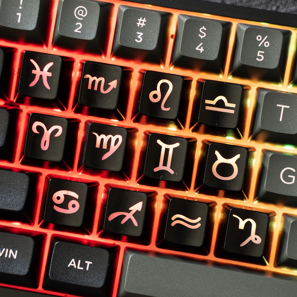 Keycap Zodiac xuyên led OEM profile, 12 nút bàn phím cơ cherry