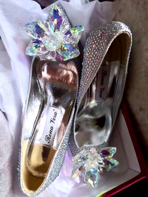 [VIDEO-ẢNH THẬT] Giày cinderella/bridal pha lê cao gót QC cao cấp