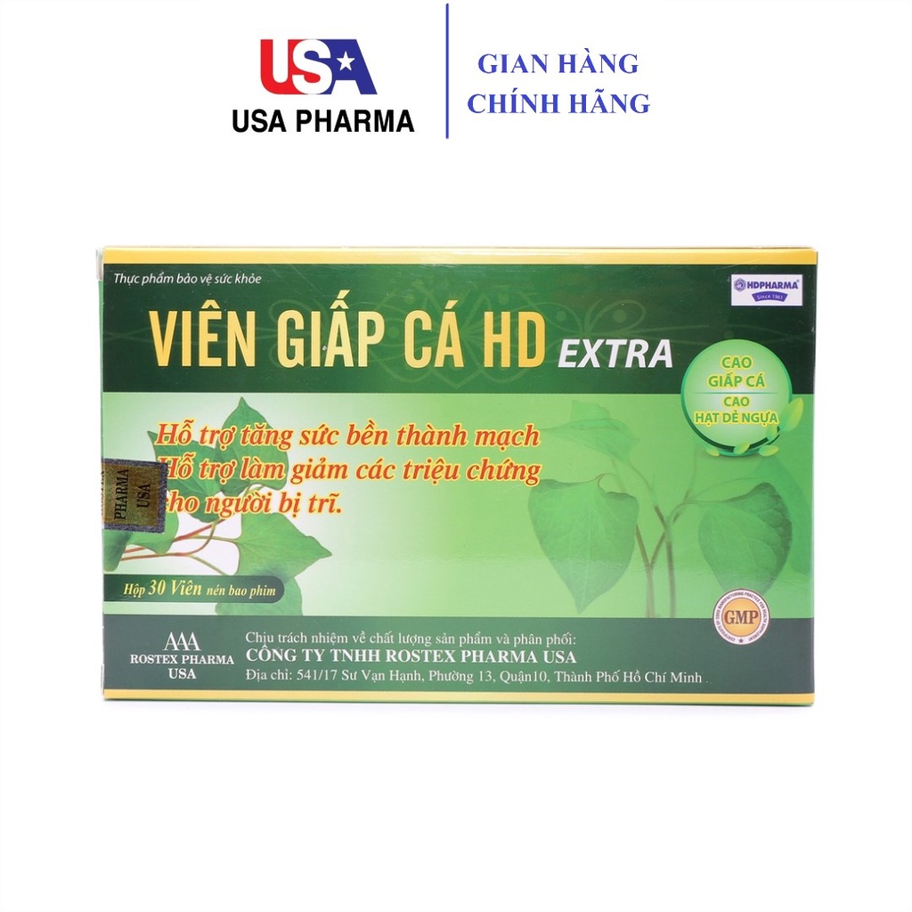 Viên Giấp Cá HDPHARMA thảo dược cao diếp cá giảm táo bón, tiêu trĩ, nhuận tràng - 30 viên [Viên Giấp Cá HD Extra] 5.0 43