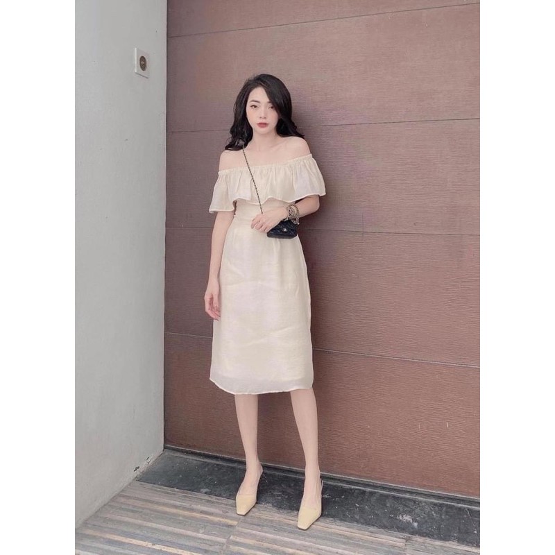 VNU243 - VÁY TƠ BE TRỄ VAI BÈO 2 LỚP | BigBuy360 - bigbuy360.vn