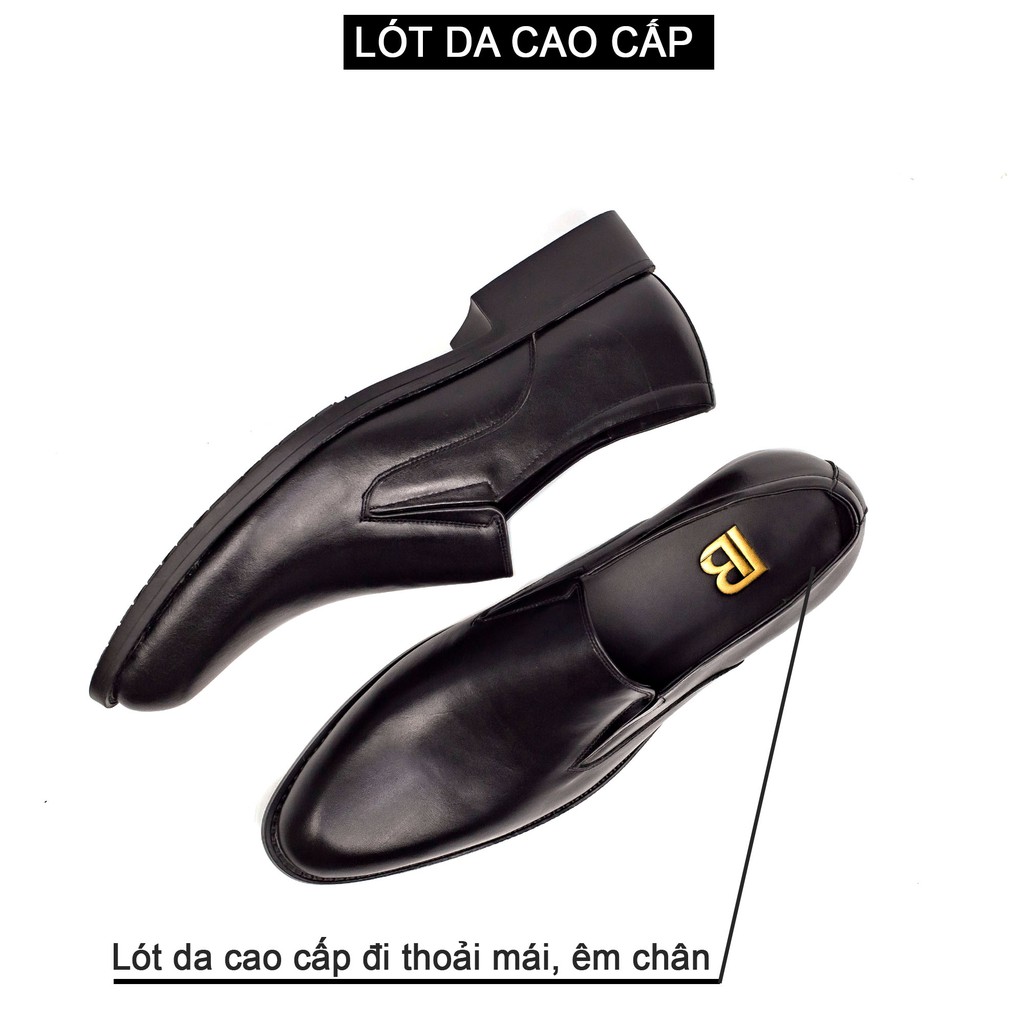 Giày nam công sở da bò nappa cao cấp, giày lười màu đen G107- Bụi leather- hộp sang trọng -Bảo hành 12 tháng