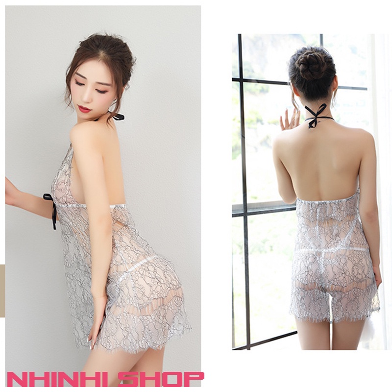 Váy ngủ sexy đồ ngủ gợi cảm ren xuyên thấu cosplay tặng kèm quần chip quyến rũ DA18