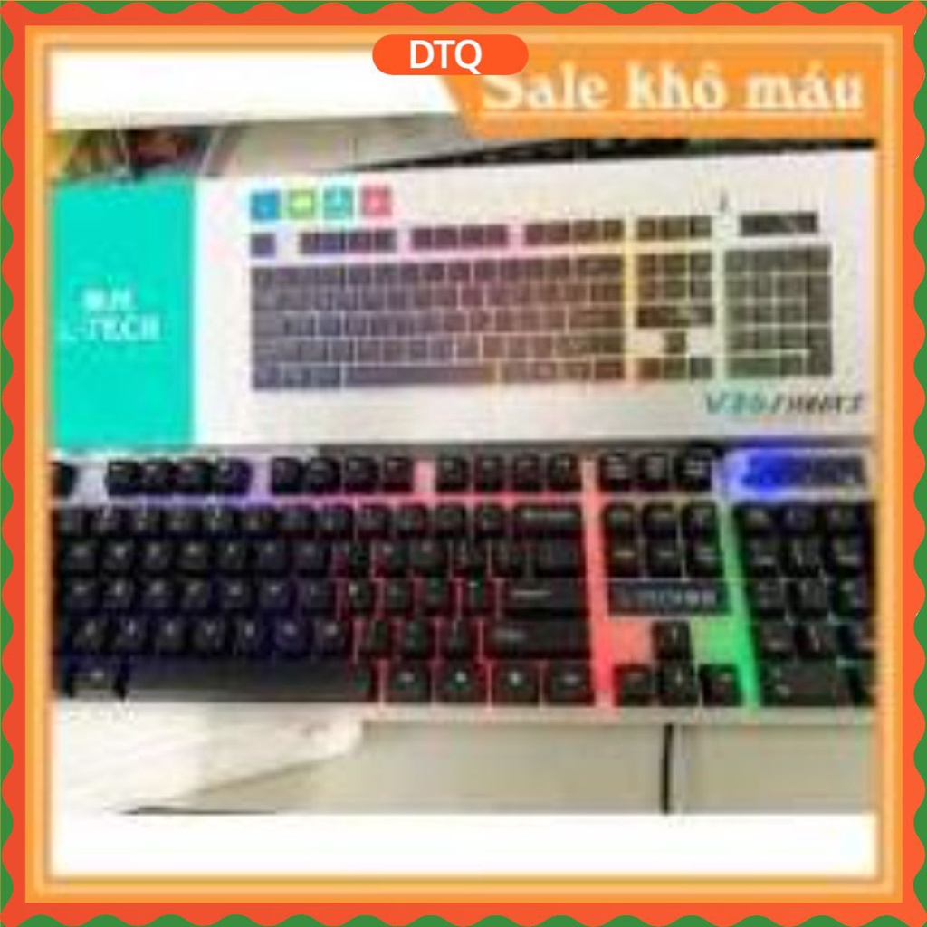 Combo Bàn phím giả cơ gaming kèm chuột có dây với đèn Led 7 màu chuyên dùng cho máy tính pc, laptop - tặng kèm bàndi