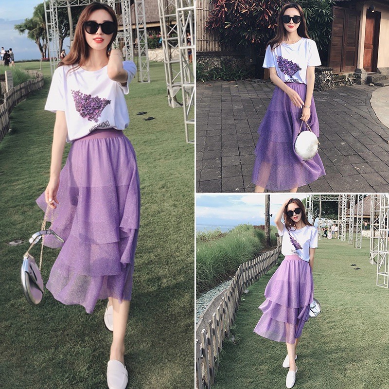Sét Váy tím thuỷ chung-Hàng Quảng Châu❤️mã 07