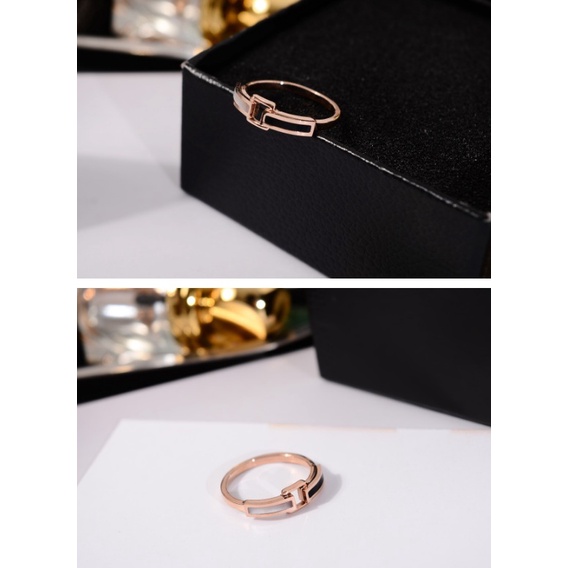 [FreeShip] Nhẫn nữ titan xà cừ đen trắng J3-311 - CAM KẾT KHÔNG BAY MÀU