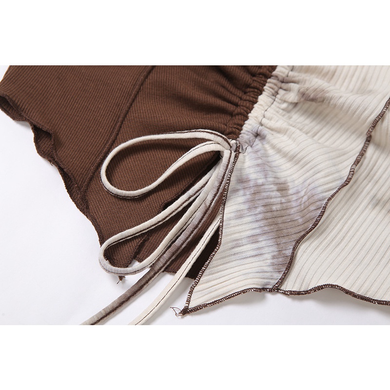 DUNEA Áo sát nách cổ chữ v màu tương phản thời trang quyến rũ cho nữ