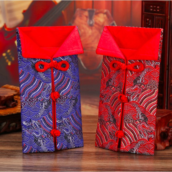 Lì xì vải gấm hình KHỔNG TƯỚC Cao Cấp bao SIÊU TO, lì xì lễ đen, đặt mâm tráp, lễ ăn hỏi