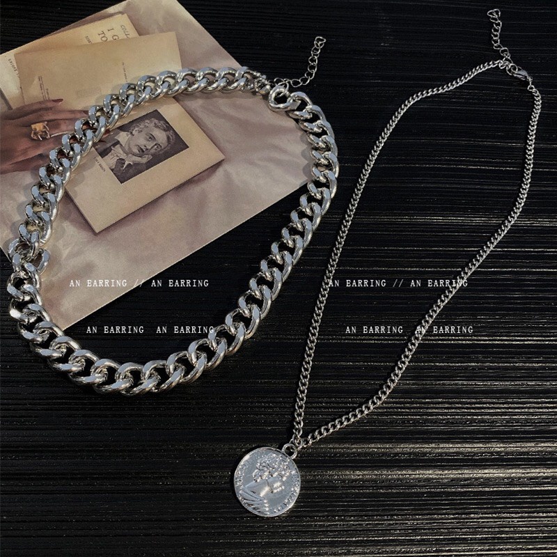 Dây Chuyền Chất Liệu Titan Không Gỉ Mặt Tròn Dạng Xích Cá Tính Nổi Bật Phong Cách Hip Hop Dobi DC1