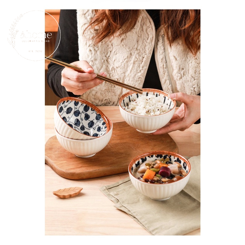 Bát sứ, chén sứ ăn cơm phong cách Nhật Bản. Bộ bàn ăn phong cách Nhật hàng loại 1.